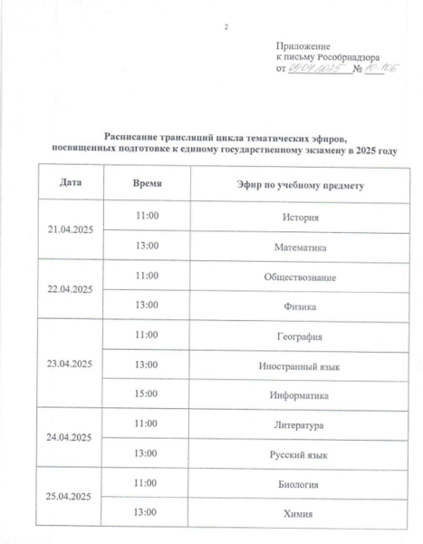 Расписание трансляций по подготовке к ЕГЭ